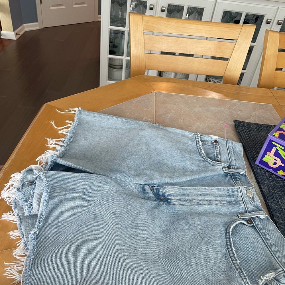 Light Blue Distressed Denim Shorts